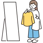 Woman Choosing Clothes In Front Of The Mirror SVG Icon